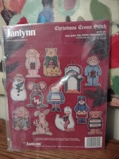 Vintage Janlynn Christmas Counted Cross Stitch Holiday Helpers Ornaments Kit 147 picture