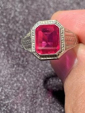 Mens Estate 10k white gold  art deco ring 1920s sz 10 . Vintage 4.2 Grams . picture