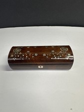 Antique Rosewood Mother of Pearl Inlaid Glove/ Trinket Box picture