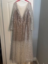 Missacc Wedding Dress Size 22W NWT Long Sleeve Pearl Sequin Open Back Bridal picture