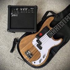 Full-Size Natural Electric Bass Guitar Starter Package w/ 20w Amp & Accessories picture