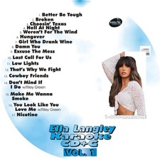 CUSTOM KARAOKE ELLA LANGLEY 17 GREAT SONG cdg CD+G RARE W/RILEY GREEN BROKEN + picture