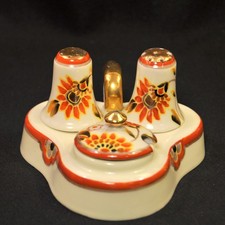 Noritake Condiment Set Salt Pepper Jam Caddy Hand Painted Art Deco 1918-31 Japan picture