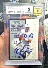 1998 Playoff Contenders #87 Peyton Manning RC Rookie Ticket Auto BGS 9 (.5 Away) picture