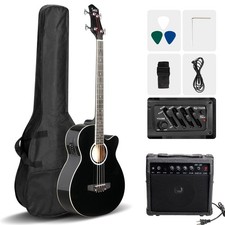 🎄HOLIDAY SALE🎄Acoustic-Electric Bass Guitar +Case/Bag +Strap +Cable picture