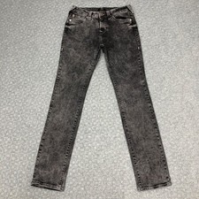 True Religion Billie Mid Rise Straight Jeans Womens 29 Gray Acid Wash Stretch picture