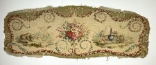 Antique French Aubusson Tapestry Sofa Panel Pastoral Animal Fable Scene 69”x 25” picture