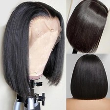 13x4x4 Straight Bob Human Hair Lace Front Wig, Natural Color,  16 Inches picture