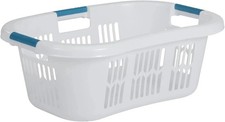 Rubbermaid Large Hip-Hugger Laundry Basket/Hamper, 1.5-Bushel, White, Stackable picture