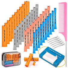 40 Pcs Hair Perm Rods with 350 Perm Papers Rat Tail Combs Hair Styling Clips picture