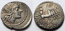 Roman Republic M Tullius AR Denarius 120 BC Victory Quadriga Crawford 280/1 picture