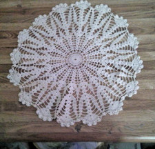 Pretty hand crochet doily antique white 14