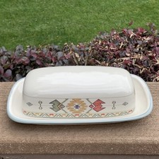 Vintage Studio Nova Timberline Covered Butter Dish Southwestern Aztec Stoneware picture