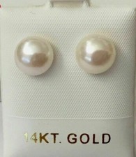 wholesale AAA akoya 9-10mm white pearl earrings 14k Gold Limited time promotion picture