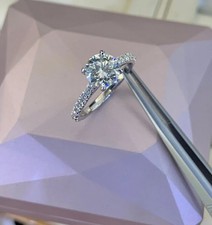 1.95 Ct Certified Round Lab Created Diamond Ring VS1 F Color 925 Sterling Silver picture
