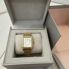Michele Women's Gold Deco II Diamond Mother of Pearl Bracelet Watch Size 29mm picture
