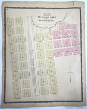 1892 NORTH DAKOTA town of HILLSBORO, N.D. antique color street map 14.5 x 18 picture