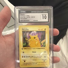 CGC 10 Pikachu 1999 Base Set 1st Edition 58/102 Red Cheeks English picture