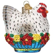 Old World Christmas Blown Glass Ornament for Christmas Tree, French Hen picture