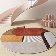 Hand-Tufted Round Wool Rug: Modern Geometric Design picture