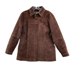 Vintage A.M.I. Jacket Mens Medium Dark Brown Suede Leather Lined Full Zip Winter picture