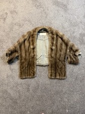 Vintage Real Mink Fur Stole Cape, Autumn Haze Brown Capelet 50’s 60’s picture