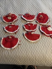 8 Vintage Mid Century Velvet And Pipe Cleaner Hand Made Christmas Ornaments picture
