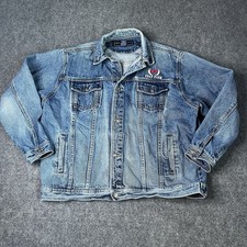 Vtg Phat Farm Denim Jean Jacket Hip Hop Size 20 Mens M Blue Embroidered picture
