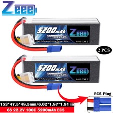 2xZeee 6S Lipo Battery 5200mAh 22.2V 100C SoftCase EC5 for RC Car Quadcopter UAV picture