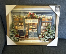 Hobby Lobby Set 3 Framed Holiday Christmas Storefront Prints Book/Candy/Coffee picture