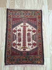 S08 Pictorial Rug Handmade Knot Afghan Tribal Vintage Mat Door Rug 71×49 Cm picture