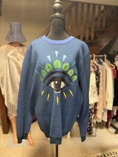 KENZO Paris Men's Blue Knit Sweater Graphic Eye Embroidered Pullover picture