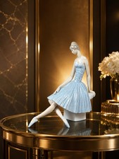 Large Lladro Seated Ballerina Figurine 4559 Waiting Backstage. Gorgeous. picture