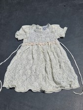 VTG Girls Lace Dress 12-18 Month Rosettes Shoulder Pads Victorian Fairy Holiday  picture