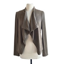 ABBELINE Jacket Womens Sz Large TanFaux Suede Draped Southwestern Bohemian picture
