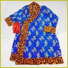 Antique Tibetan Traditional Robe Gown with Belt Blue Floral Leopard Pattern picture