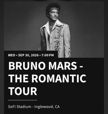 Bruno Mars The Romantic Tour Ticket SoFi Stadium Inglewood, CA Sep 30 2026 7PM picture