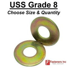 USS Flat Washers Thru-Hardened Grade 8 Yellow Zinc (Choose Size & Qty) picture