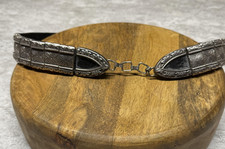 Vintage Brighton Belt Womens Medium Black Leather Tooled Western Butterfly 46303 picture