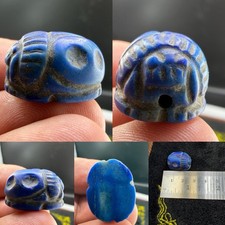 Ancient 2000+ Years Old Rare Lapis Lazuli Scarab Seal Amulet picture