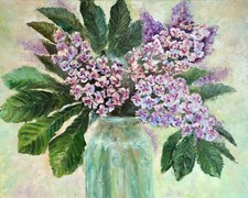 Flowers Original Oil Painting Chestnut Blossom Wall Art, 16x20 Spring Decor picture
