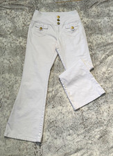 Cache Women’s White Stretch Denim Bootcut High Rise Jeans Size 10 picture