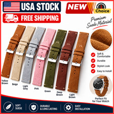 16 18 19 20 21 22 MM Soft Suede Leather Vintage Strap Watch Band Quick Release picture