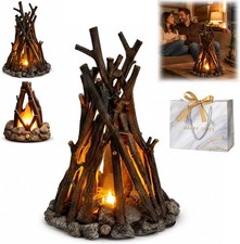 LED Campfire Night Light, Dimmable Fake Campfire Lamp with Flame Sound picture