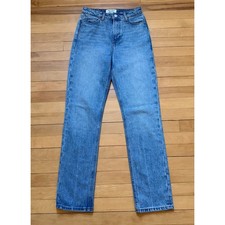 Reformation Liza Ultra High Rise Slim Straight Jeans Size 25 Malta Blue Wash EUC picture