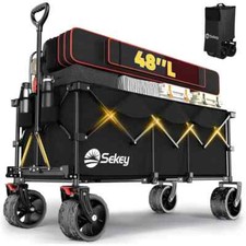 Heavy Duty 440LBS  Folding Wagon  Large for Beach Camping Yard Hauling, Black picture