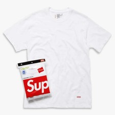 Supreme x Hanes Tagless Tees (Full Pack) White Tee Top Unisex Adult Mens Womens picture