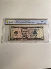 1996 5$ Bill Mismatched Serial Number Error Very Fine 25 picture