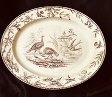 Antique 1870s Ridgway INDUS Aesthetics Movement - 12.5” x  16” LARGE PLATTER picture