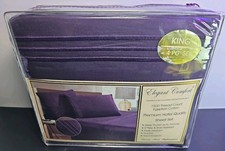 Elegant Comfort 1500 Thread Count Hotel Quality Bed Sheet Set4-Piece KING PURPLE picture